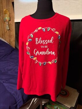 Blessed to Be Grandma Red Holiday Top